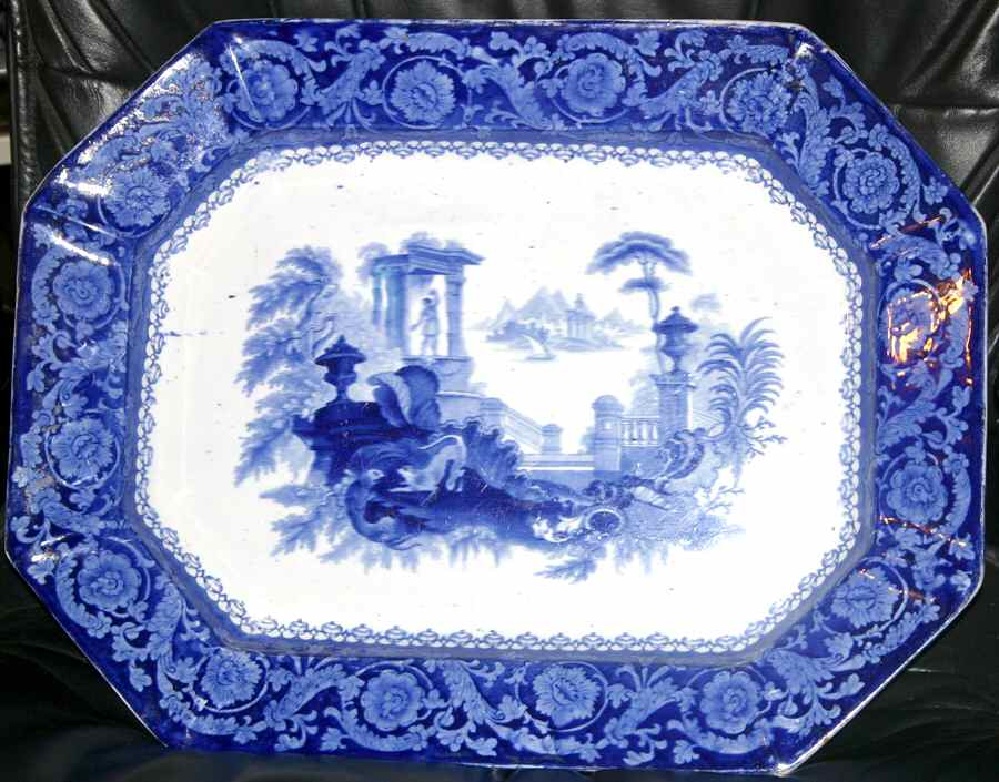 Grecian Scroll 14" Oval Serving Platter by T J & J Mayer (England)-1