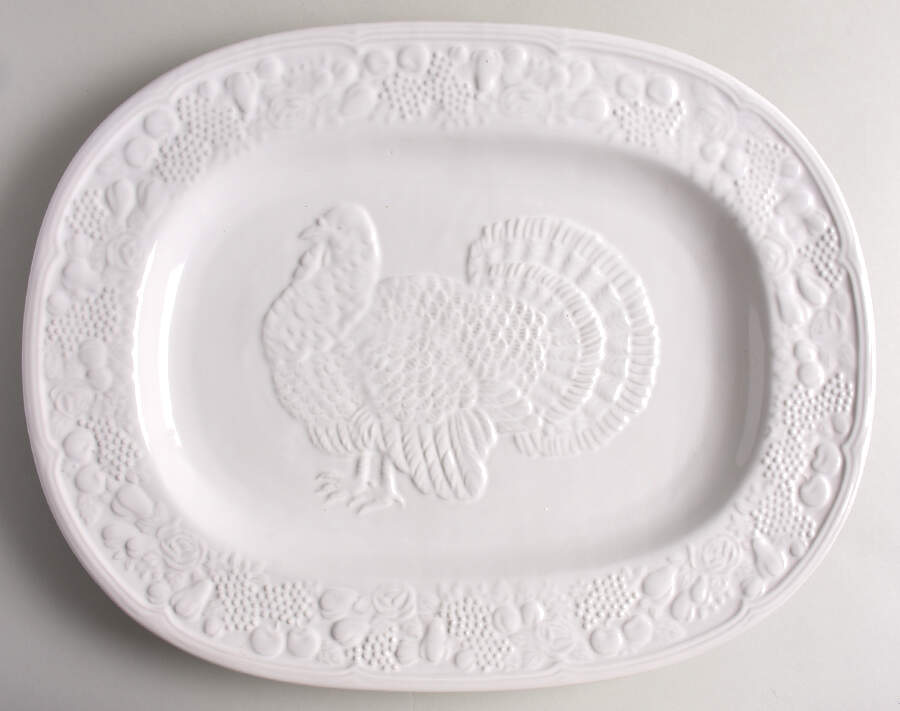 Harvest Borders 18" Oval Turkey Serving Platter by Martha Stewart-1