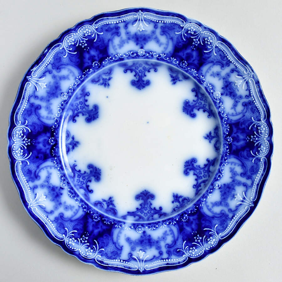 Dainty (No Trim, Flow Blue) Luncheon Plate by John Maddock & Sons-1