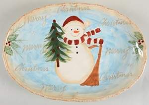 Snowman 14" Oval Serving Platter by Maxcera Corp-1