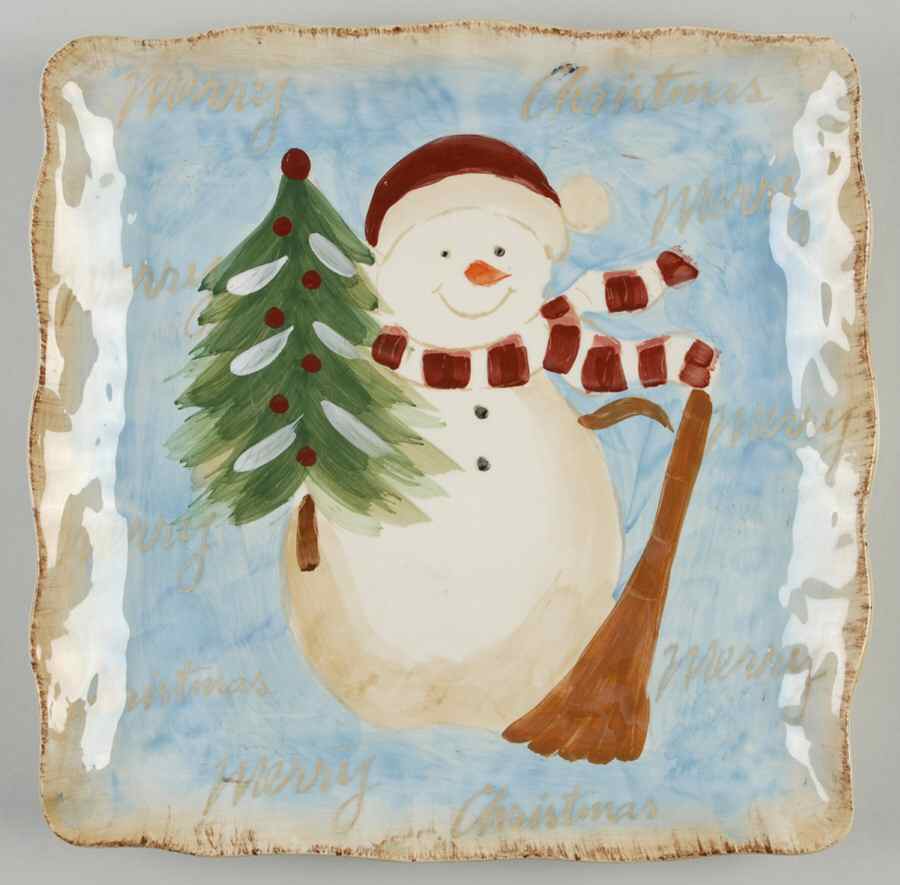 Snowman Square Dinner Plate by Maxcera Corp-1