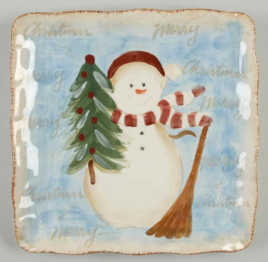 Snowman Square Salad Plate by Maxcera Corp-1