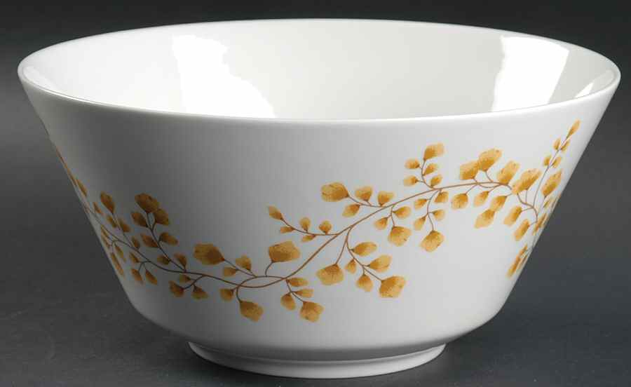 Maidenhair Fern Yellow 9" Salad Serving Bowl by Martha Stewart-1