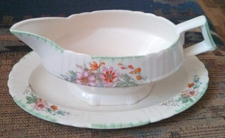6643 Gravy Boat & Underplate/Relish by Myott Staffordshire-1