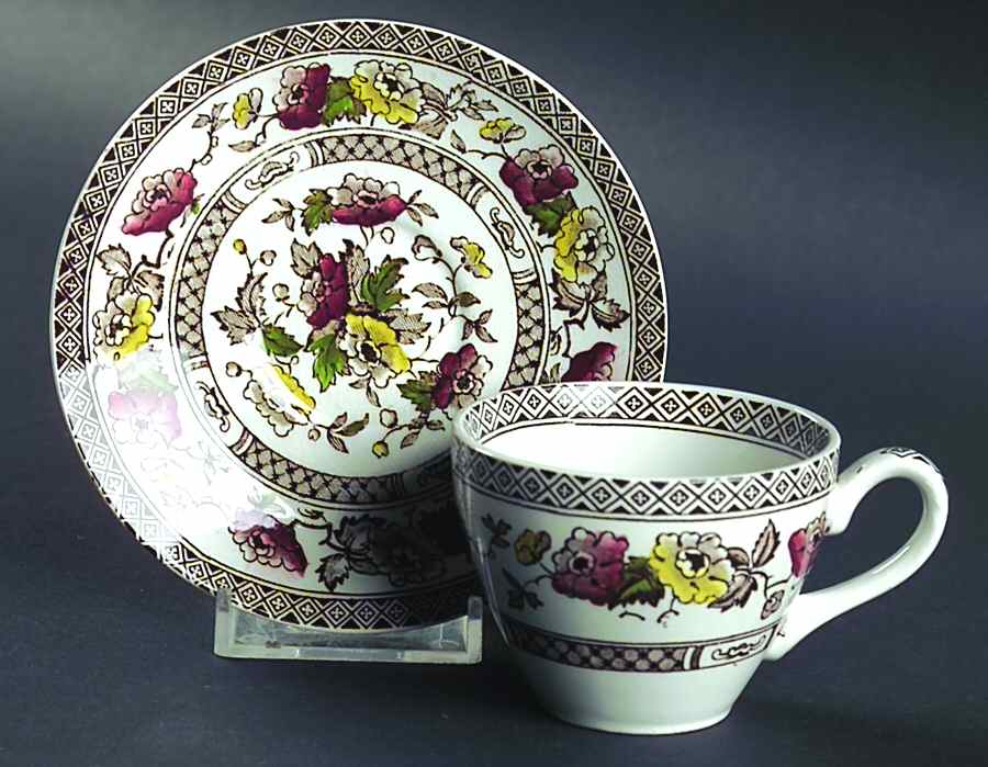 Windsor Brown Multicolor(Smooth) Flat Demitasse Cup & Saucer Set by W R Midwinter Ltd-1