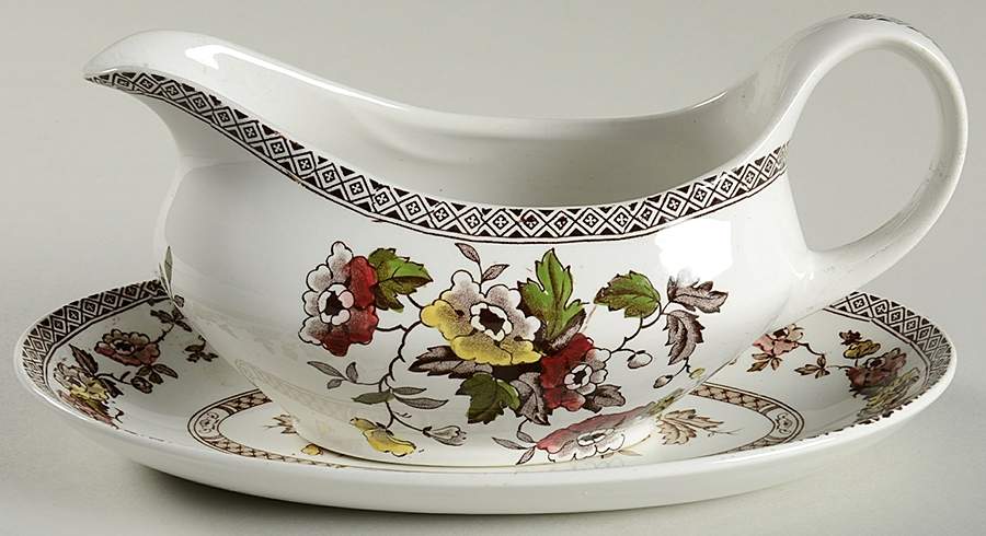 Windsor Brown Multicolor(Smooth) Gravy Boat & Underplate/Relish by W R Midwinter Ltd-1