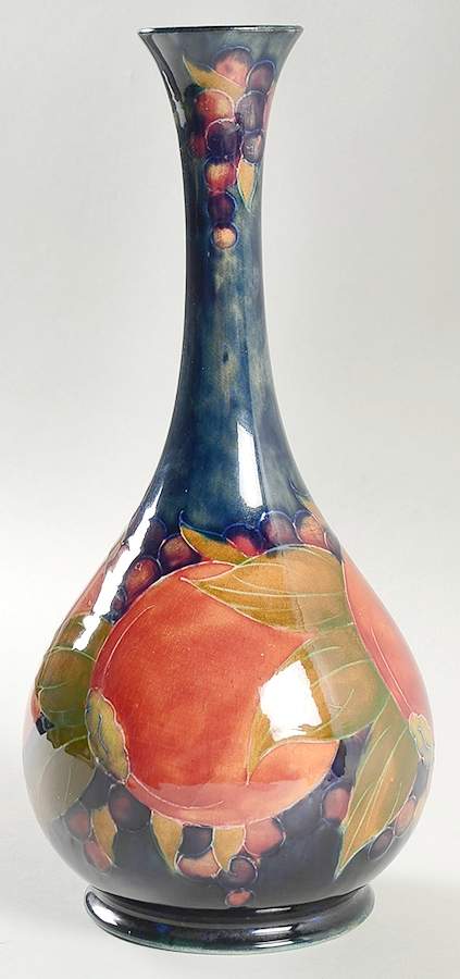 Pomegranate (Blue Background) 10" Bud Vase by Moorcroft-1