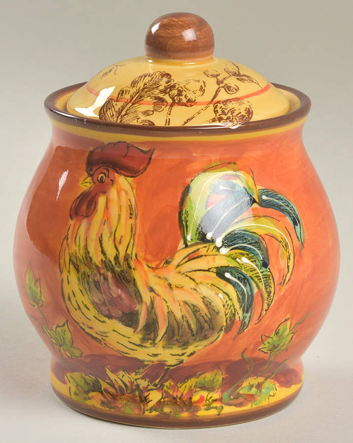 Orange Rooster Sugar Bowl & Lid by Maxcera Corp-1