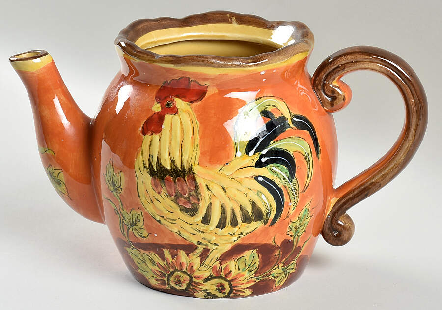 Orange Rooster Teapot No Lid by Maxcera Corp-1