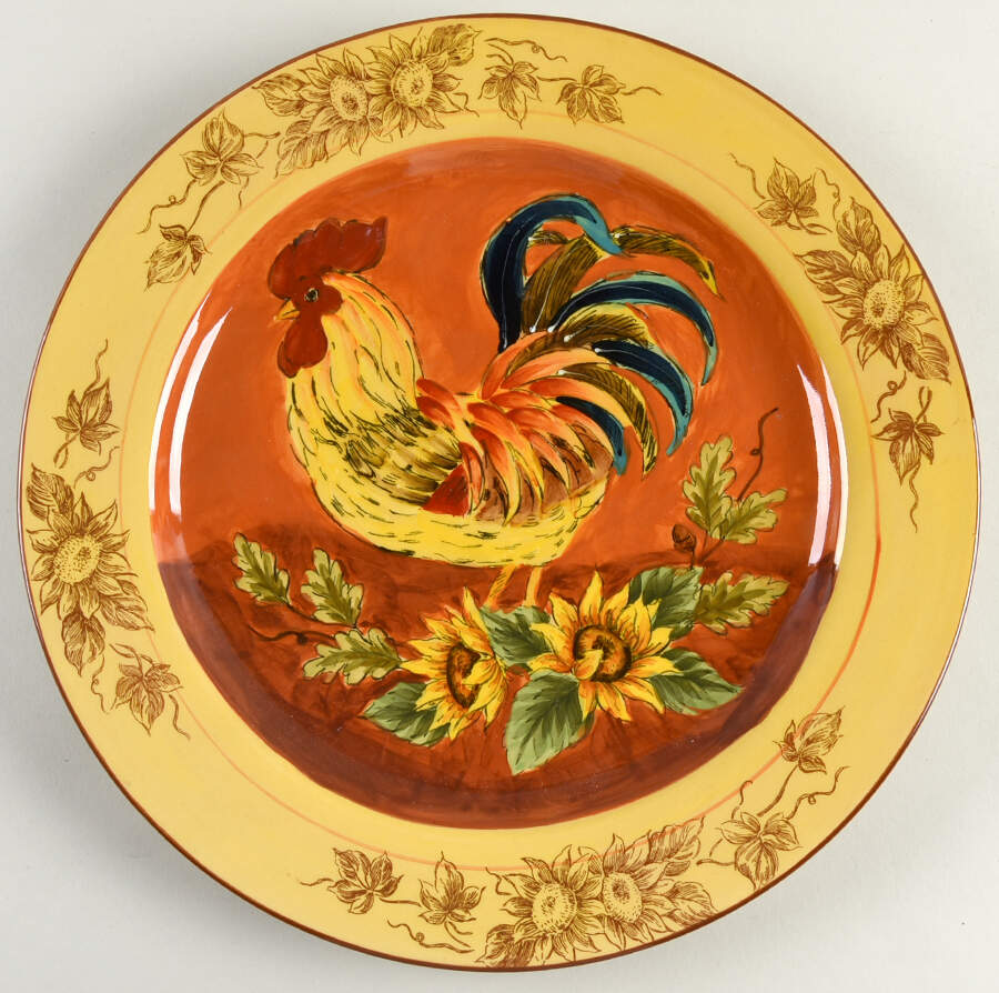 Orange Rooster 14" Chop Plate (Round Platter) by Maxcera Corp-1