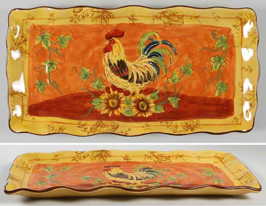 Orange Rooster 17" Rectangular Tray by Maxcera Corp-1