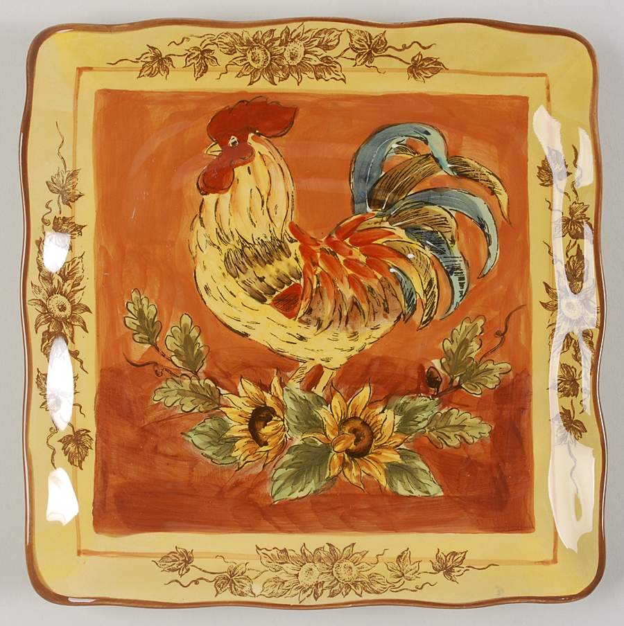 Orange Rooster Square Salad Plate by Maxcera Corp-1