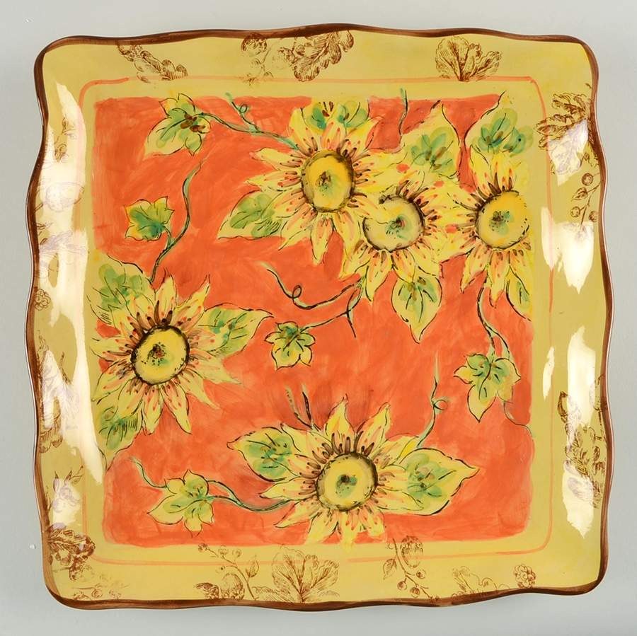 Orange Rooster Square Dinner Plate by Maxcera Corp-1