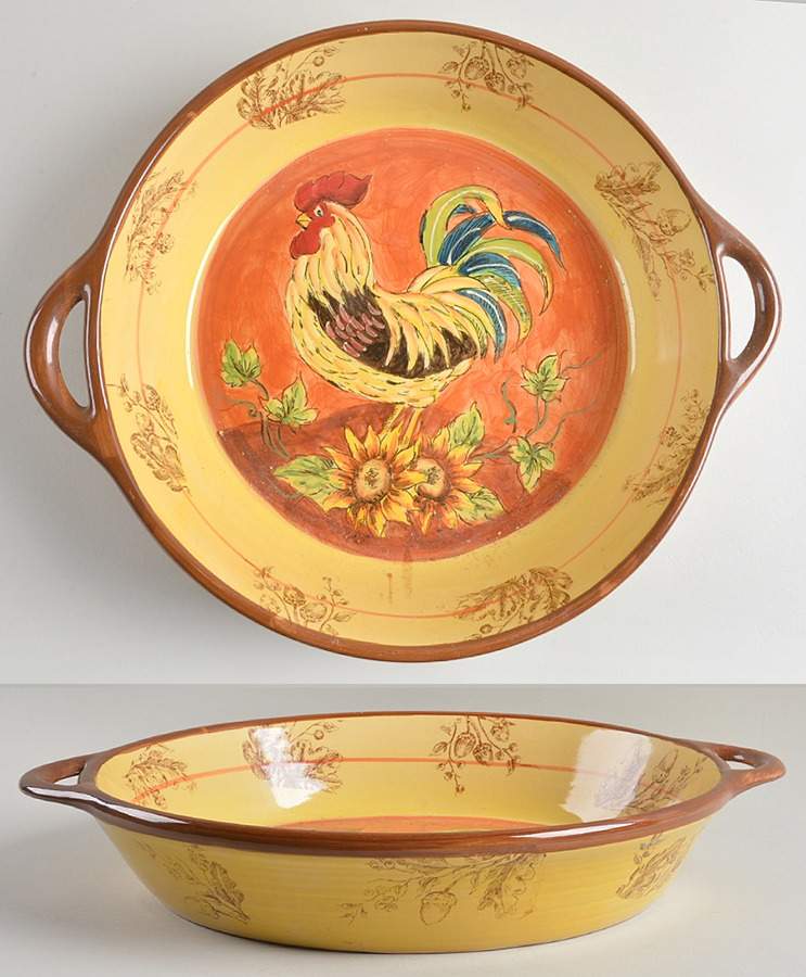 Orange Rooster 15" Round Tray by Maxcera Corp-1