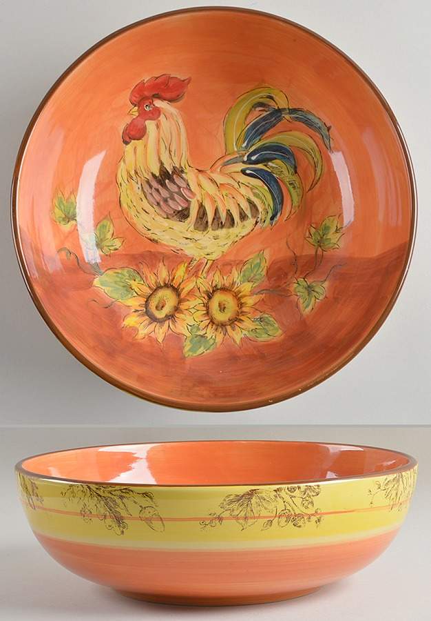 Orange Rooster 11" Large Salad Serving Bowl by Maxcera Corp-1