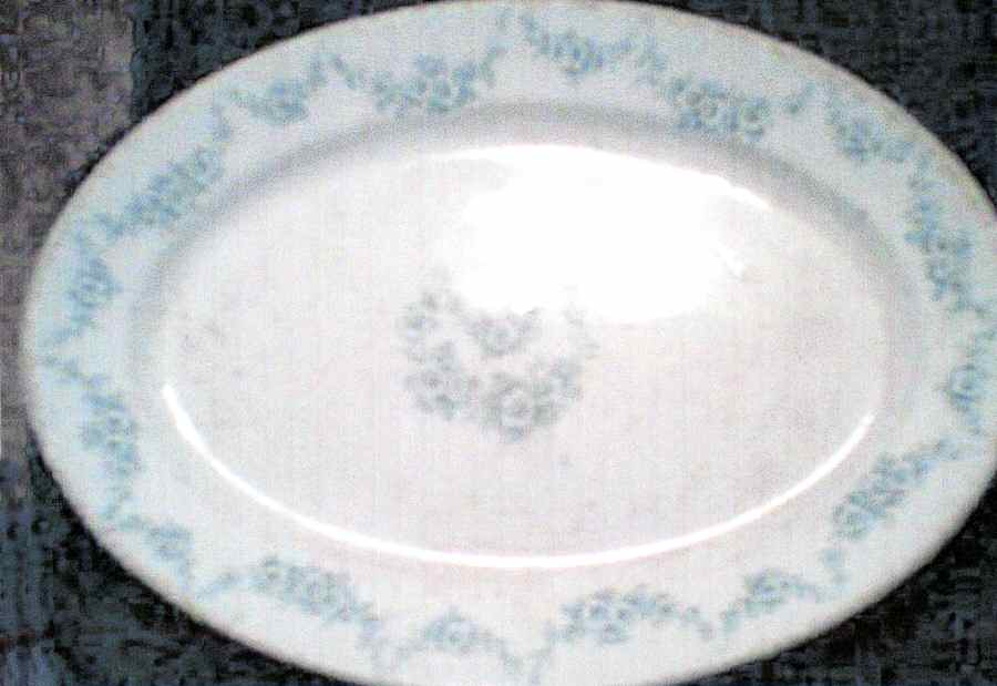 Heumann Blue Green (Smooth) 16" Oval Serving Platter by John Maddock & Sons-1