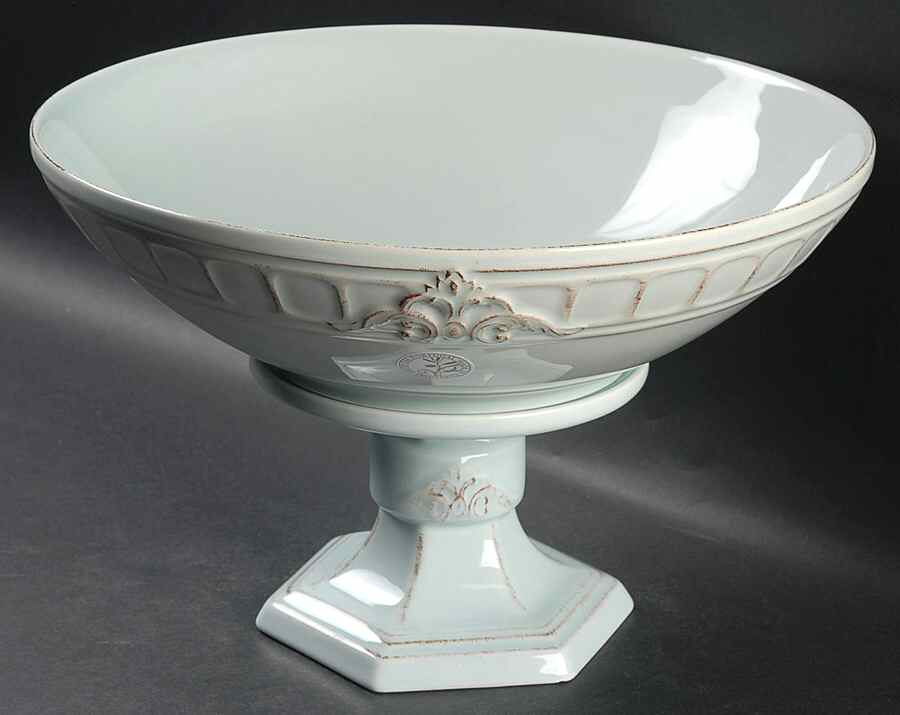 Venice Light Blue Large Footed Fruit Bowl by Matceramica-1