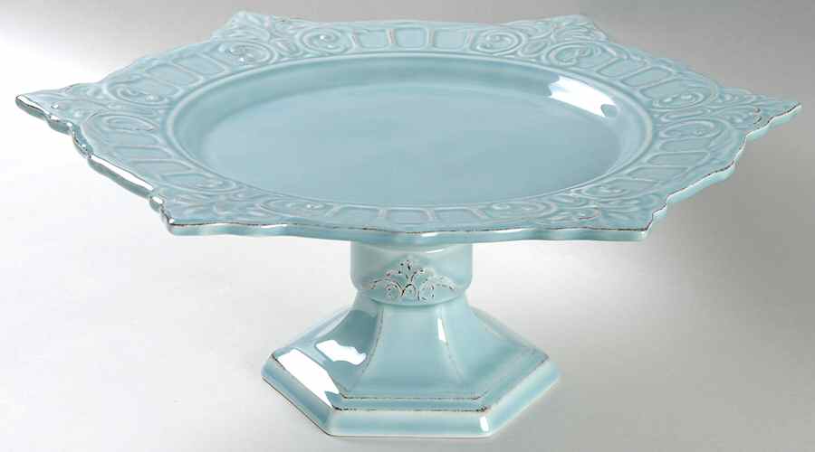 Venice Light Blue 13" Diameter Pedestal Cake Stand by Matceramica-1