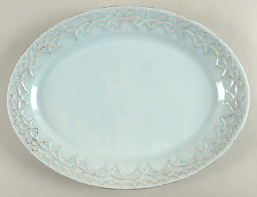 Venice Light Blue 13" Oval Serving Platter by Matceramica-1