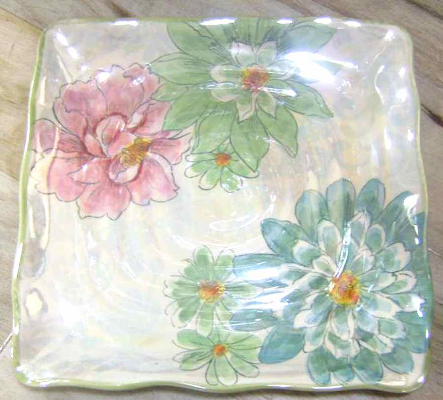Dahlia Glam Square Dinner Plate by Maxcera Corp-1