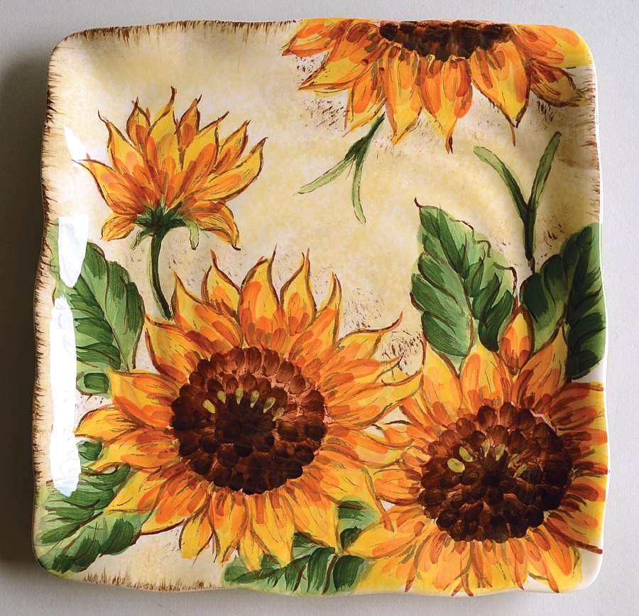 Tuscan Sunflower Square Salad Plate by Maxcera Corp-1