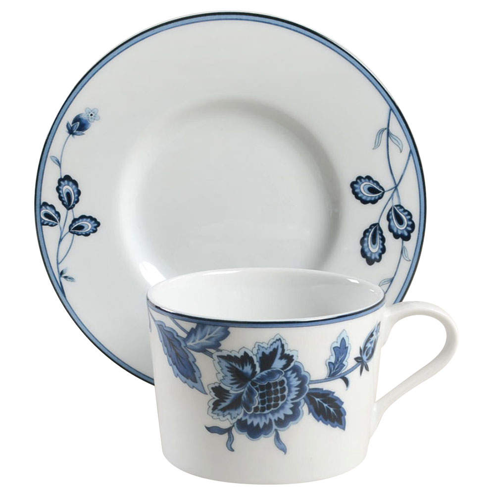 Indigo Bloom Flat Cup & Saucer Set by Mikasa-1