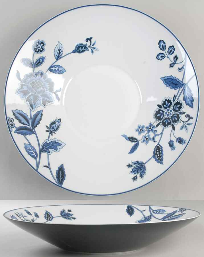 Indigo Bloom 15" Round Serving Bowl by Mikasa-1