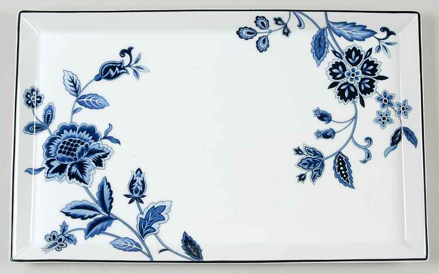 Indigo Bloom 13" Rectangular Serving Platter by Mikasa-1