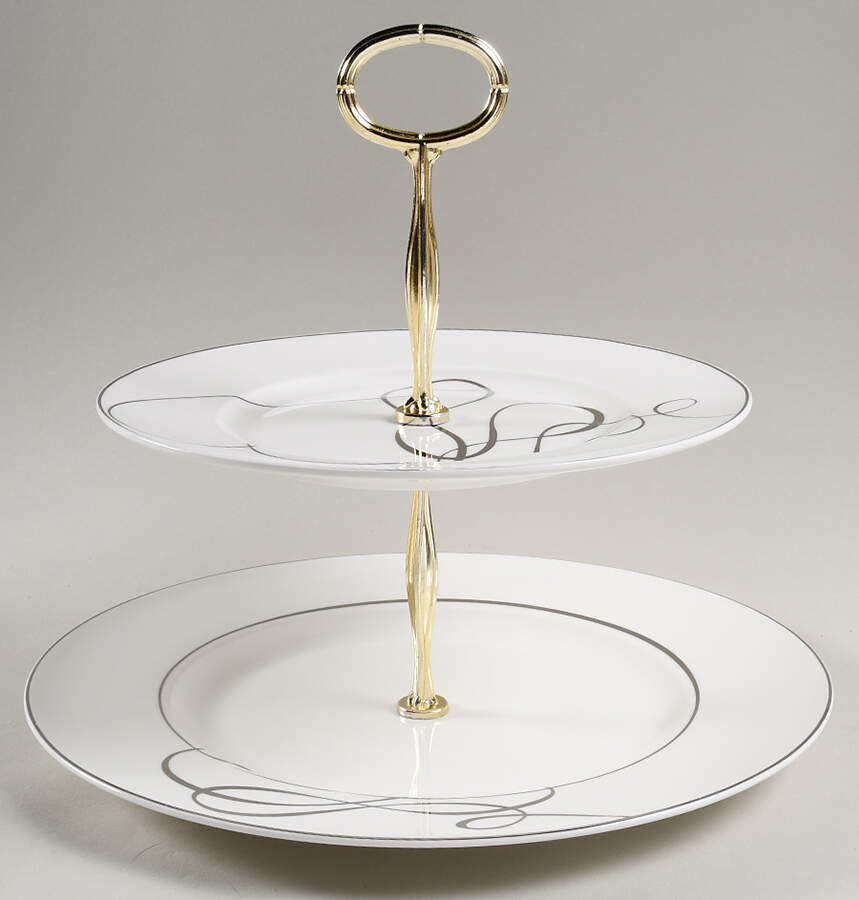 Love Story 6 5/8"-10"  2 Tiered Serving Tray (Dp, Sp) HC by Mikasa-1