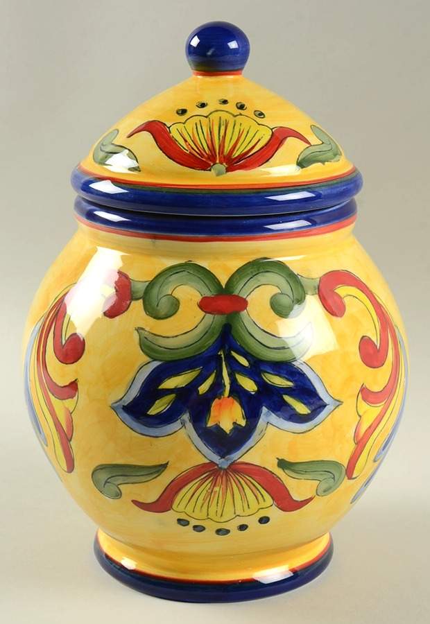 Yellow Talavera Small Canister & Lid by Maxcera Corp-1