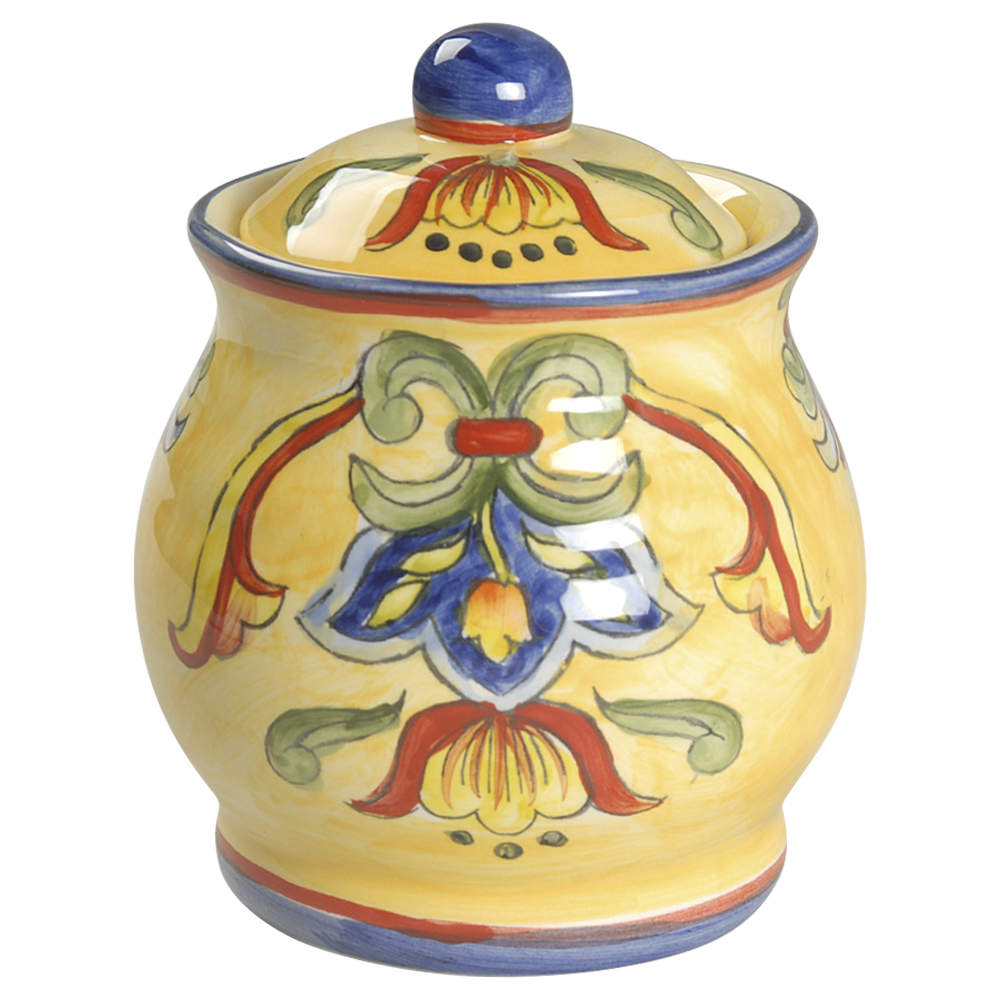 Yellow Talavera Sugar Bowl & Lid by Maxcera Corp-1