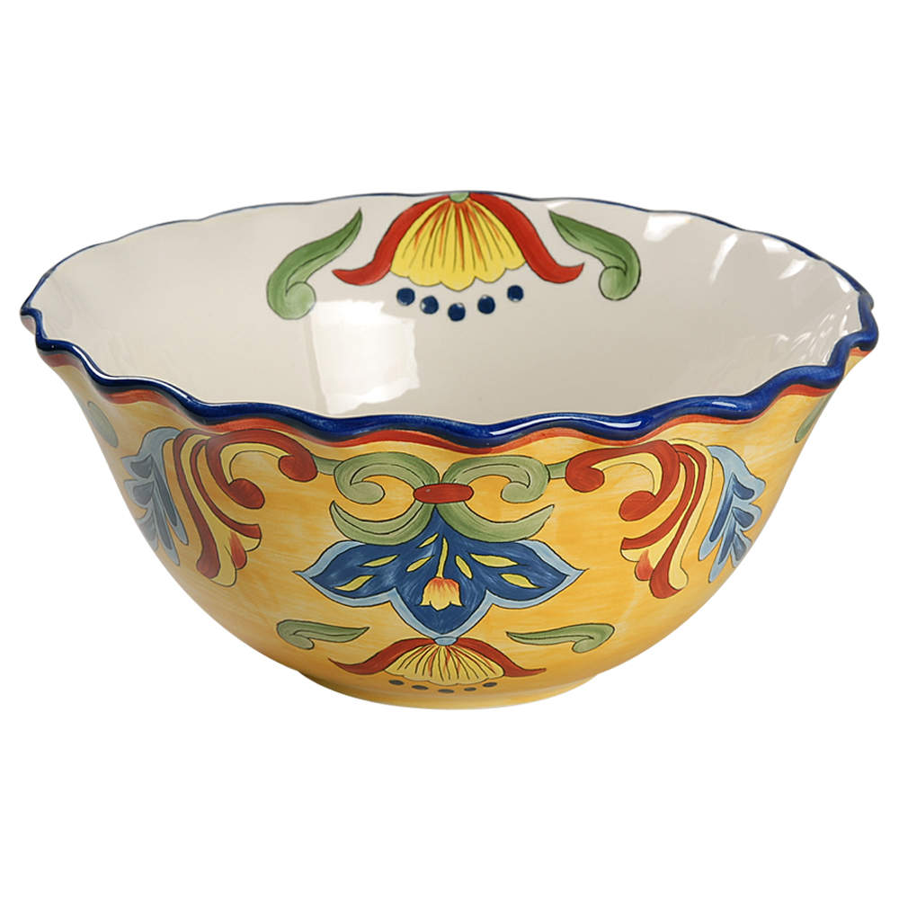Yellow Talavera 10" Ruffled Bowl by Maxcera Corp-1