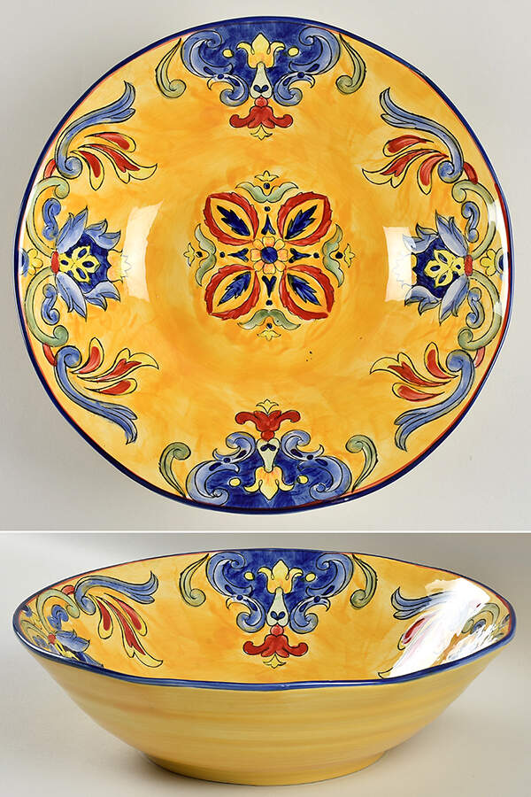 Yellow Talavera 12" Round Serving Bowl by Maxcera Corp-1