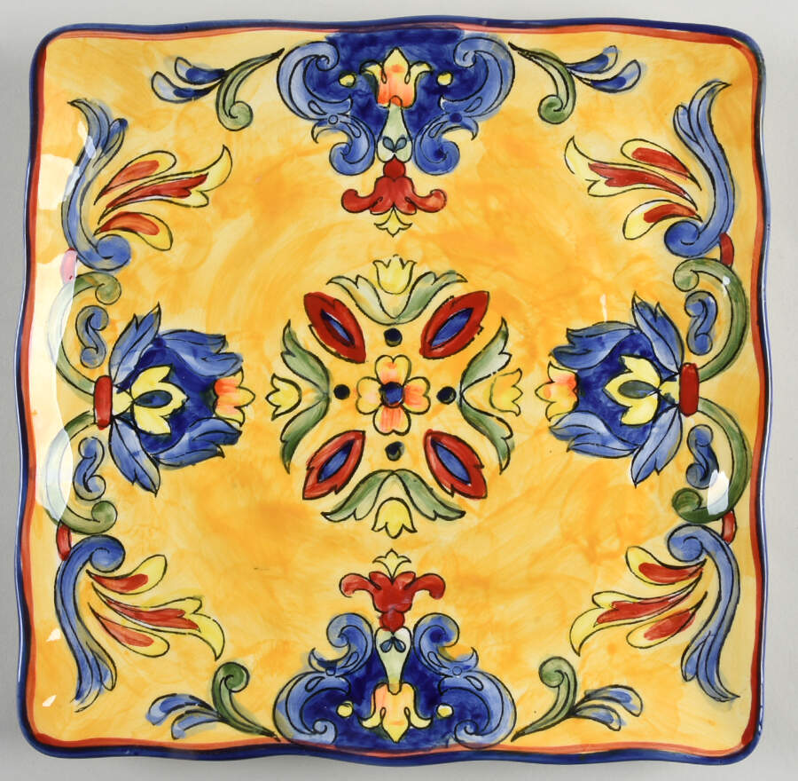 Yellow Talavera Square Salad Plate by Maxcera Corp-1