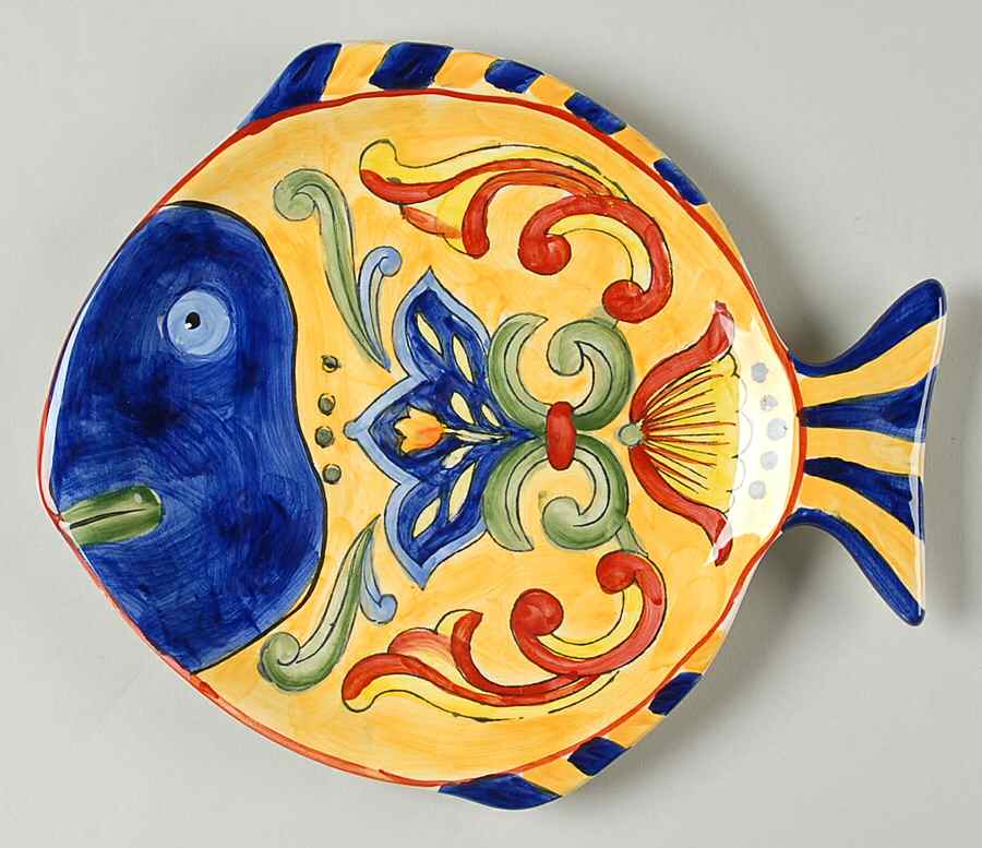 Yellow Talavera Fish Plate by Maxcera Corp-1
