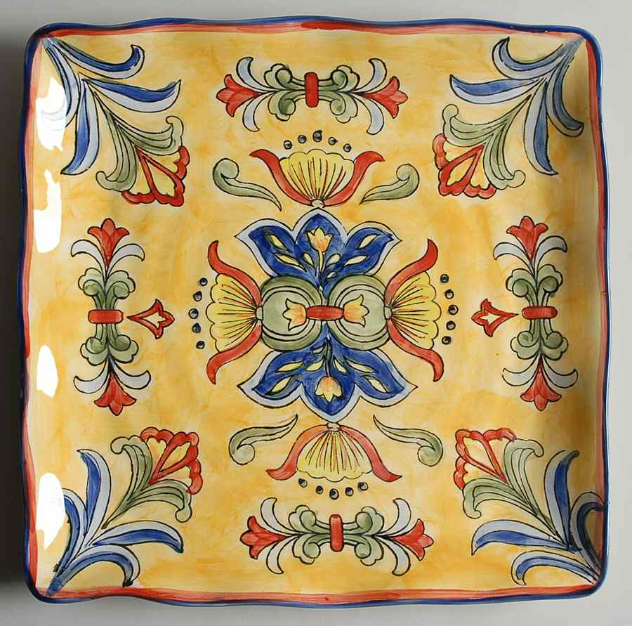 Yellow Talavera Square Dinner Plate by Maxcera Corp-1
