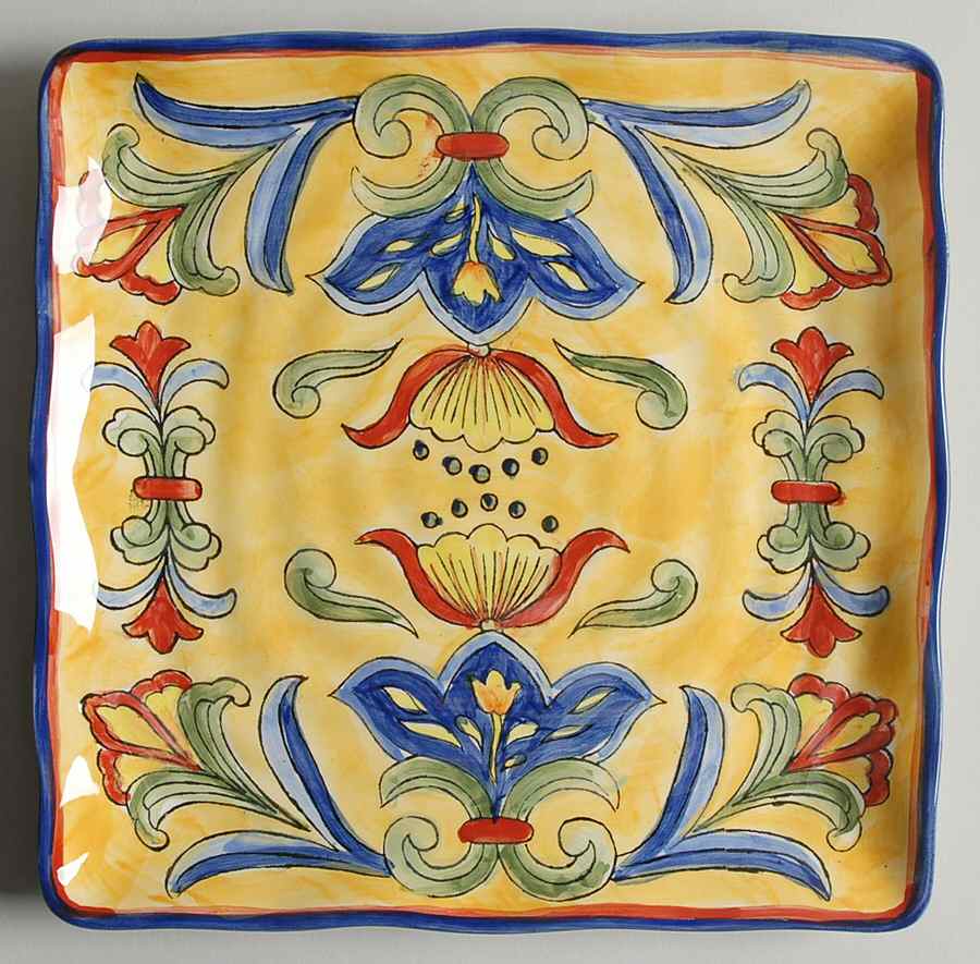 Yellow Talavera Square Salad Plate by Maxcera Corp-1