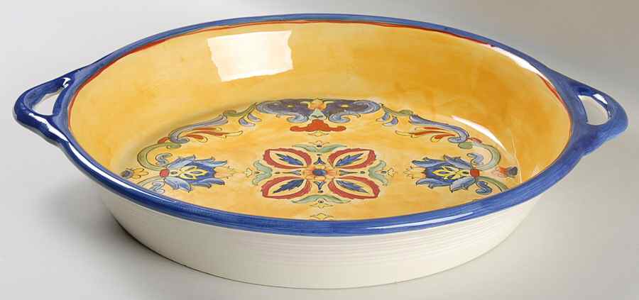 Yellow Talavera 17" Round Handled Bowl by Maxcera Corp-1