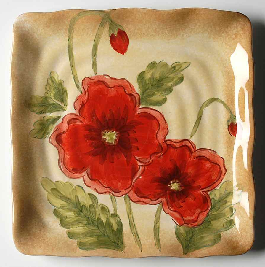 Poppies Square Salad Plate by Maxcera Corp-1