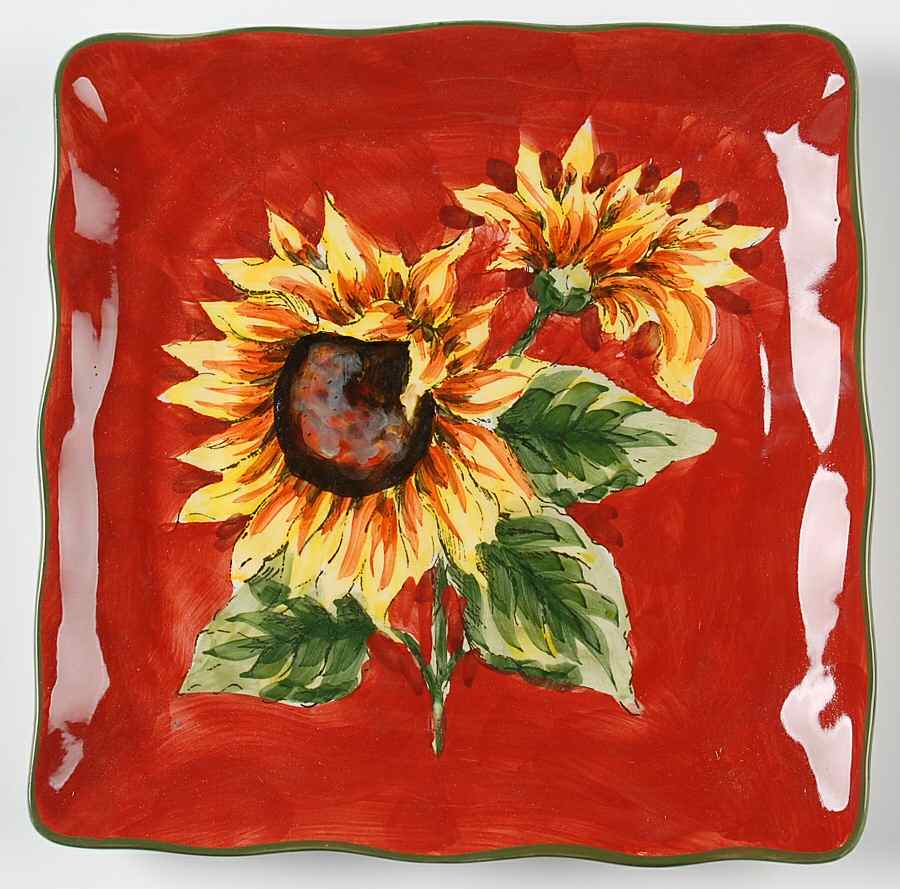 Red Sunflower Square Salad Plate by Maxcera Corp-1