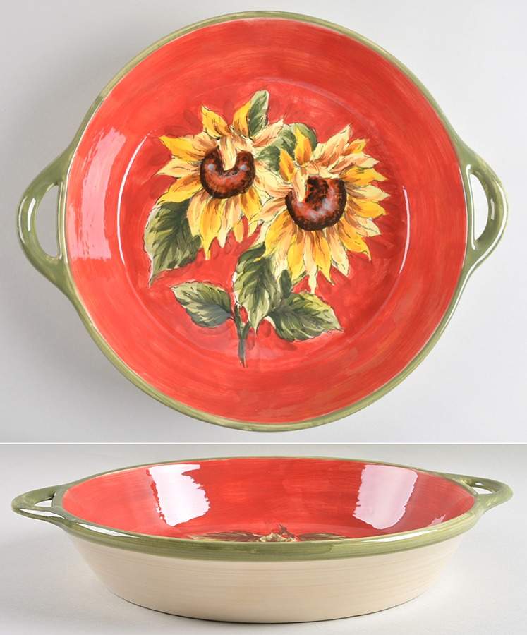 Red Sunflower 12" Pasta Serving Bowl by Maxcera Corp-1