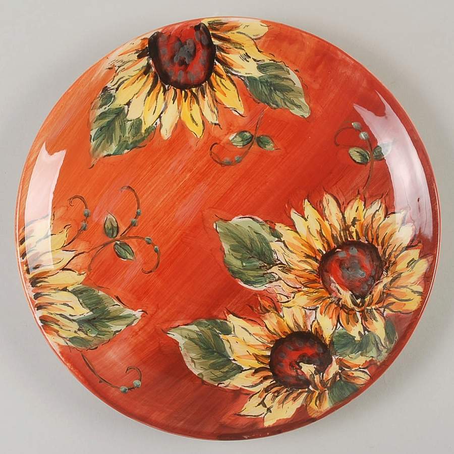 Sunset Sunflower Dinner Plate by Maxcera Corp-1