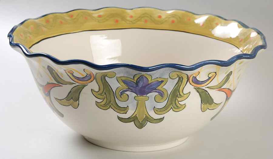 Green Talavera Footed Bowl by Maxcera Corp-1
