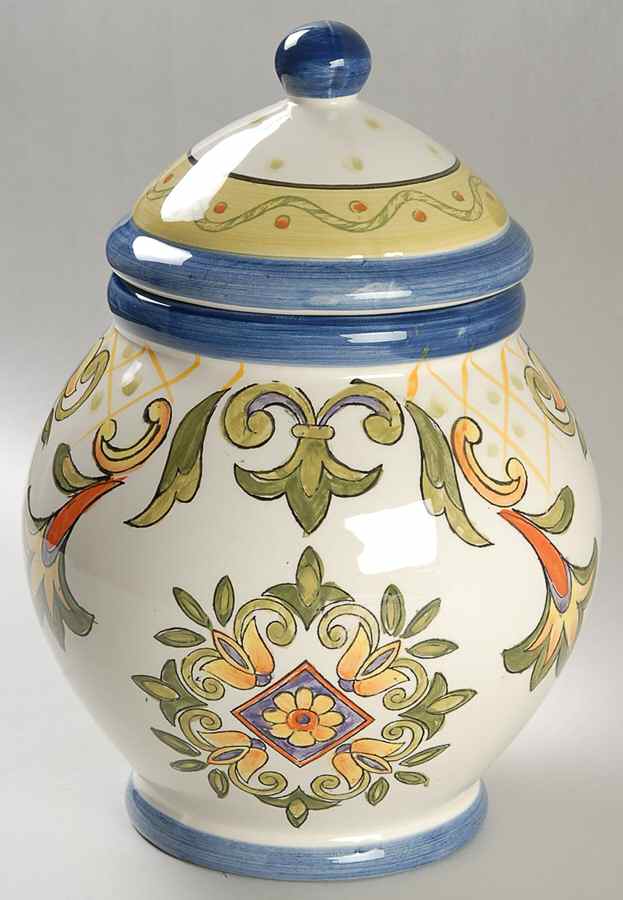 Green Talavera Medium Canister & Lid by Maxcera Corp-1