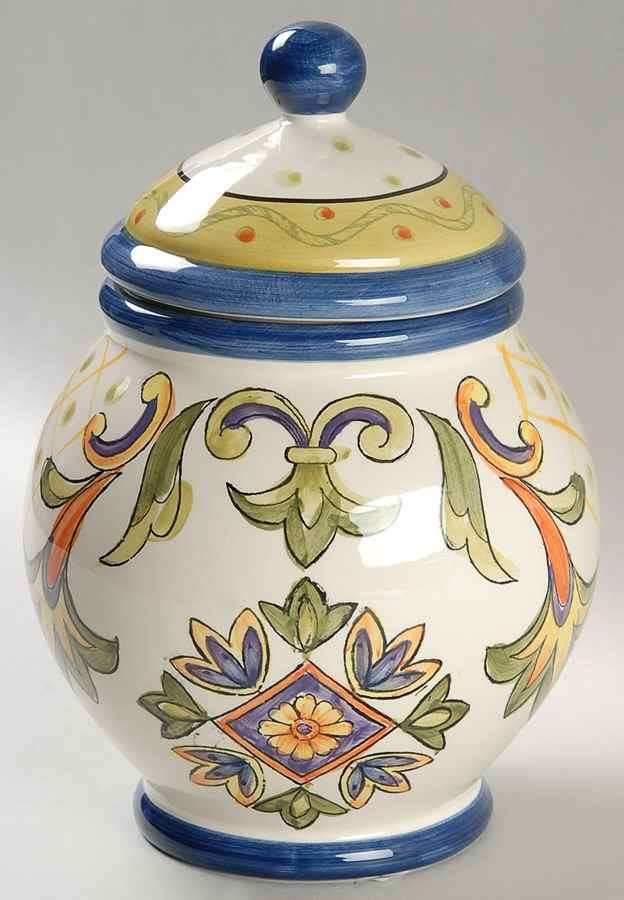 Green Talavera Small Canister & Lid by Maxcera Corp-1