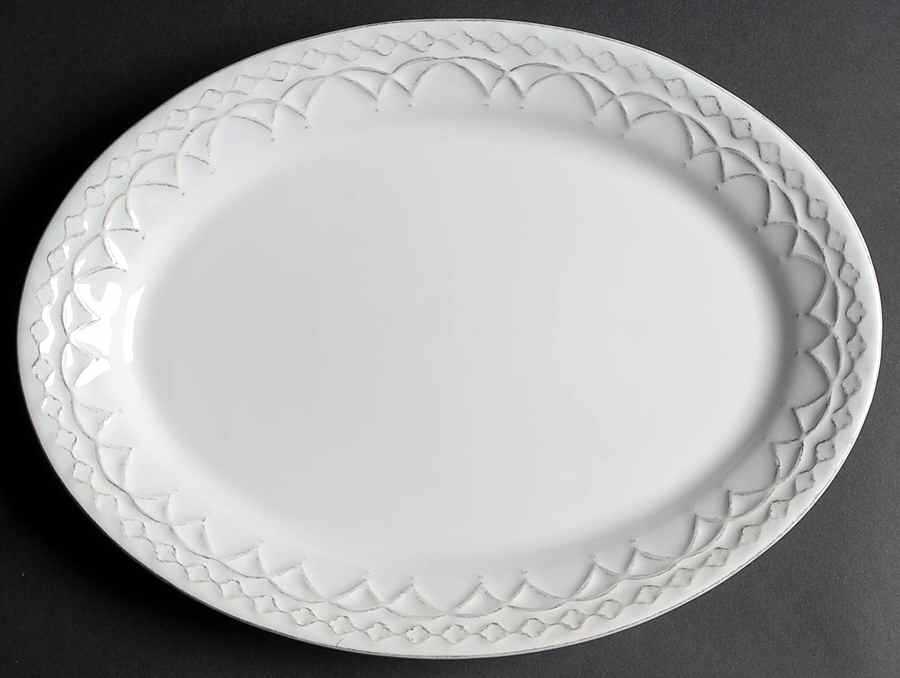 Batalha White 13" Oval Serving Platter by Matceramica-1