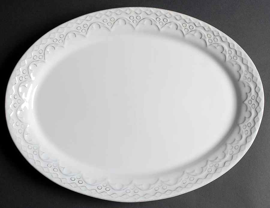Batalha White 15" Oval Serving Platter by Matceramica-1