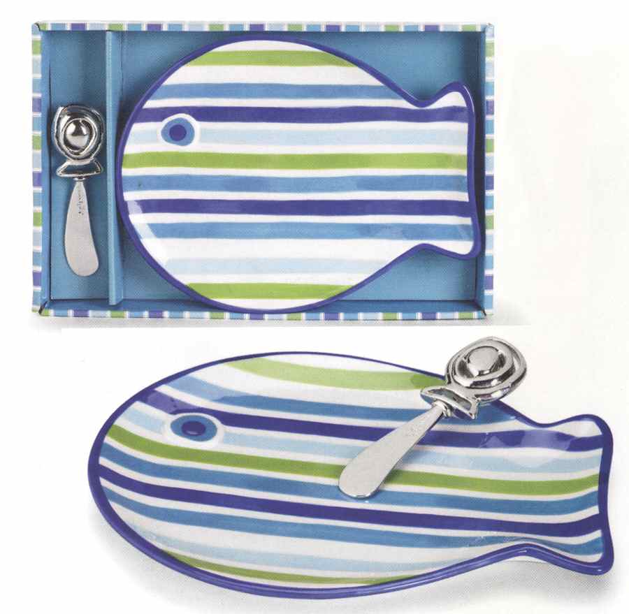 Go Fish Cheese Tray & Spreader Set by Mud Pie-1
