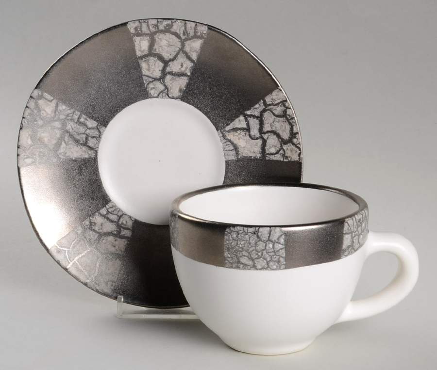 Amalfi Platinum Flat Cup & Saucer Set by Michael Wainwright-1