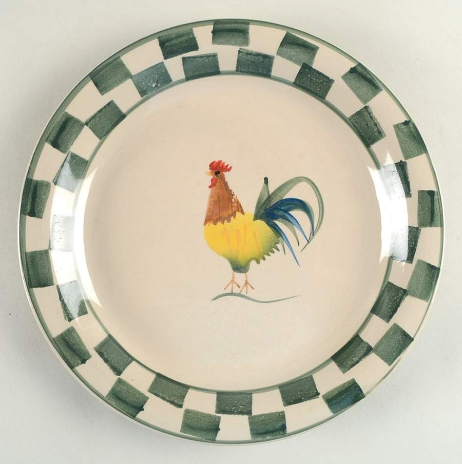 Country Rooster Green Dinner Plate by Mulberry Home Collection-1